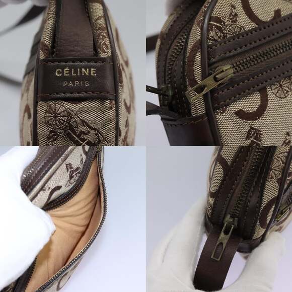 CELINE C Sulky Shoulder Bag Canvas Leather Beige Brown - Picture 11 of 12